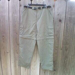 WHITE SIERRA PANTS MENS SZ L GREEN CONVERTIBLE PANTS TO SHORTS ZIP BELT POCKTES